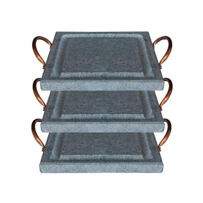 Kit 3 Grelha para Carnes g 25x25cm Pedra-sabao para Porcao Churrasco Cinza Industria Sao Jose