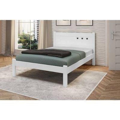 Cama de Casal Paola II MDF Branco Acabamento Brilhante para Colchao 138 Framar