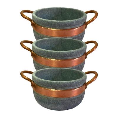 Kit 3 Cumbucas AF1002X3INDSJ Pedra Sabao Alca de Cobre para Caldo e Sopa 500ML Industria Sao Jose