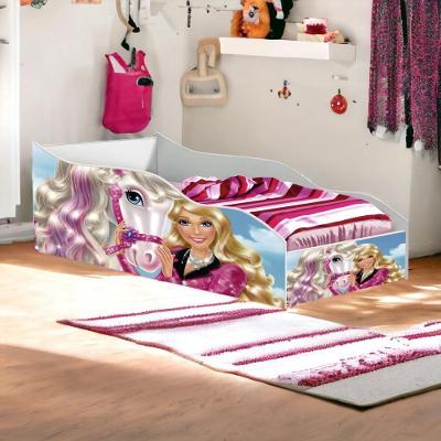 Cama Infantil Carro Juvenil Horse com Grade MDF Rosa Gabrielli Móveis