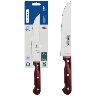 Faca para Cozinha Polywood 7 Polegadas Aco Inox Cabo Madeira Vermelho Tramontina