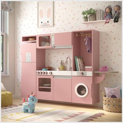 Cozinha Infantil Luli com Refrigerador Fogao Micro-ondas Maquina de Lavar Rosa Ofertamo Moveis