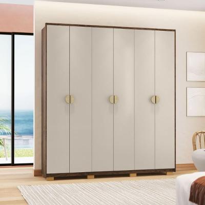 Guarda Roupa Casal Noronha 6 Portas Giratórias 4 Gavetas MDF Imbuia Fendi Vila Rica