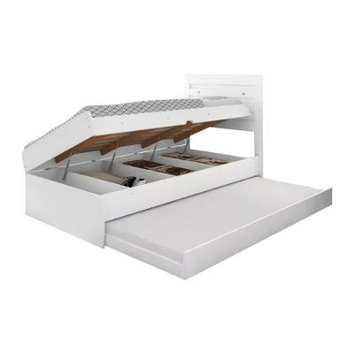 Cama Baú Solteiro Larissa 98cm Estrutura MDF MDP Branco Framar