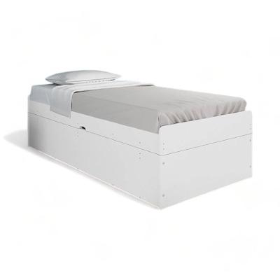 Cama Solteiro Camila Baú com Dobradiças Metálicas Estrutura MDF Branco Framar
