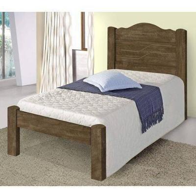 Cama Solteiro Thalia Estrutura MDF Pintura UV Castanho Wood Vj Móveis