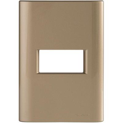 Placa Eletrica 1 Posto Horizontal Giz com Suporte Ouro Metalizado Dourado Tramontina