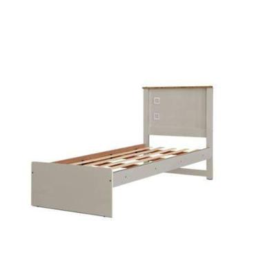 Cama de Solteiro Barcelona em MDF MDP Off White e Nature Tebarrot Moveis