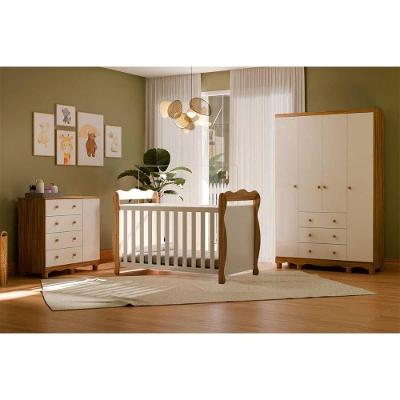 Quarto Infantil Completo 3 Peças QI113 Madeira Peroba Branco-amêndoa Móveis Peroba