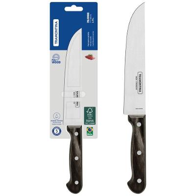 Faca para Cozinha Polywood 7 Polegadas Aco Inox Cabo Madeira Tratada Castanho Tramontina