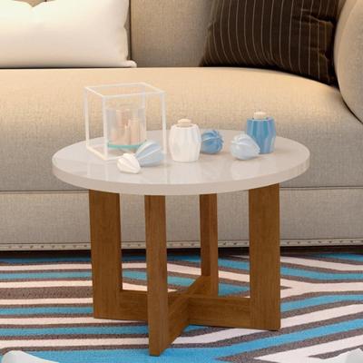 Mesa de Centro 8001 MDF Madeira 60CM Pérola e Caramelo JB Móveis