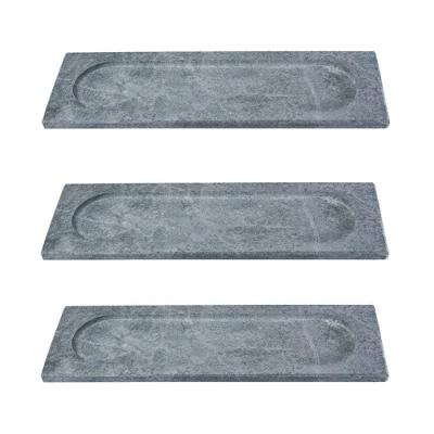 Kit 3 Prato Retangular de Servir Pedra Sabao 10x30cm para Petiscos 34E3INDSJ Industria Sao Jose