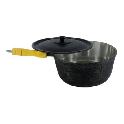 Caçarola 665-DF.P Alumínio Craqueado Preta 16cm 1,2L Cabo de Madeira Diviforte