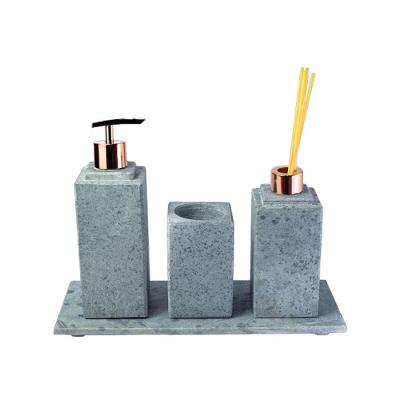 Kit Banheiro Bancada Lavabo N05 Rosê 4 Peças Pedra Sabão Luxo Industria São Jose