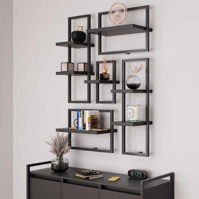 Conjunto de Prateleiras Lego 7 Prateleiras MDP e Aco Preto Industrial