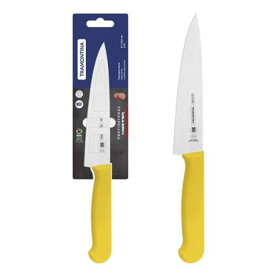 Faca para Carne Profissional 6 Polegadas Aço Inox Cabo Antimicrobiano Amarelo Tramontina