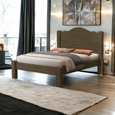Cama Box com Colchão Casal Thalia Estrutura MDF MDP Castanho Vj Móveis