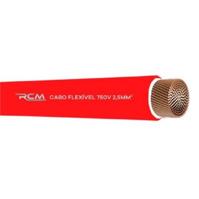 Fio Cabo Flexivel 750V 2,5mm para Instalacao Segura Vermelho RCM Cabos Eletricos