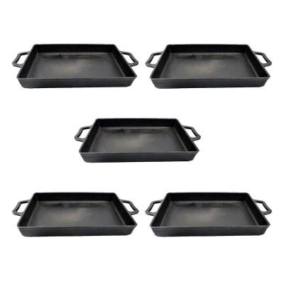 Kit 5 Assadeira de Ferro Retangular Lisa 40x26cm 5X.1085-RIG com Alca para Forno Rig Fundidos