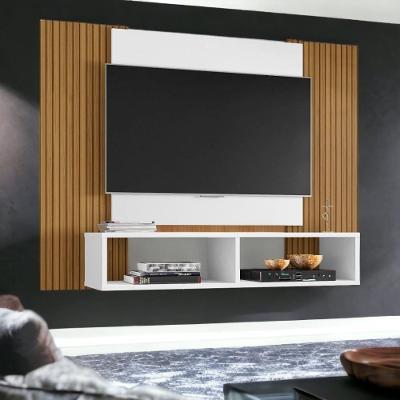Painel para TV Navi 42 Polegadas 120cm Ripado Branco para Sala Bechara Móveis