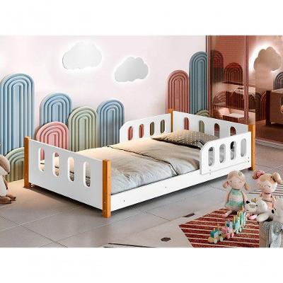 Cama Infantil Montessoriana Camila com Grade e Colchão Branco Divaloto Móveis