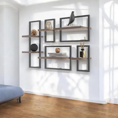 Conjunto 6 Prateleiras Lego Affara Pleno MDP e Aco Nichos Modulares Plata Moveis