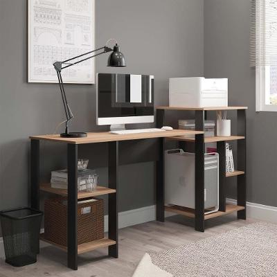 Mesa Office Londres com Prateleiras para Computador MDP 162cm Marrom Mobiliar Home Shop