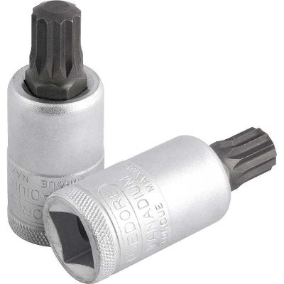 Soquete Multidentado Curto 12MM INX19-12 Encaixe 1-2 em Aco Cromo Vanadio Niquelado Gedore