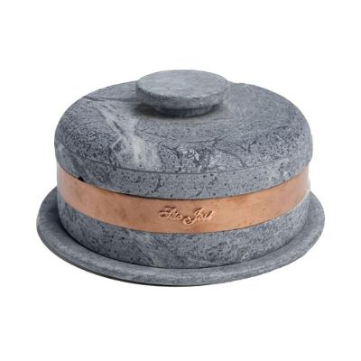 Queijeira AF1186INDSJ para Servir Queijo Pedra Sabao com Tampa 20x10cm Cobre Industria Sao Jose