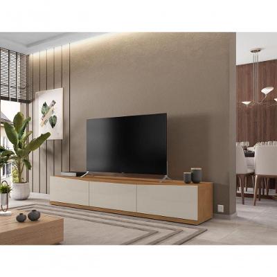 Rack Razah 180cm MDP MDF 4 Portas Cedro Off White com Corrediças Telescópicas Mobiliar Home Shop