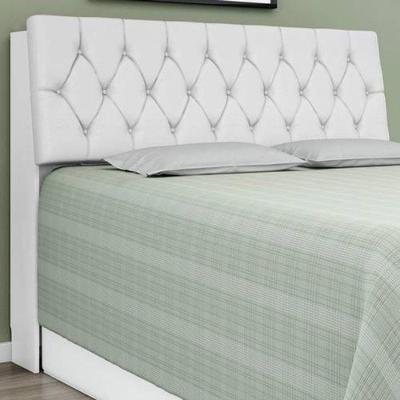 Cabeceira Box Queen Isis 1,58 Estofada com Capitonê Estrutura MDF MDP Branco Framar