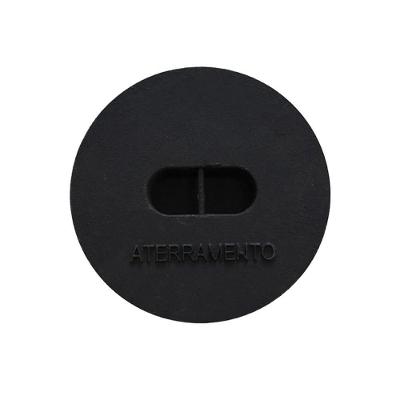 Tampa Tampão de Chão Aterramento Liso 25cm 2055-FSC Ferro Fundido Preto Fundição São Cristóvão