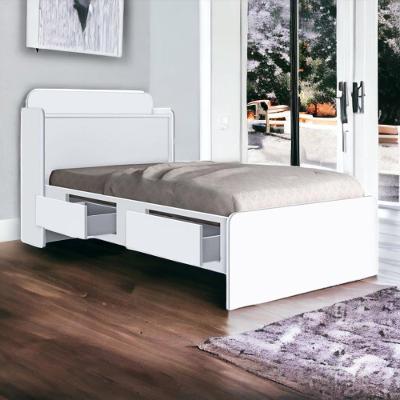 Cama Box Solteiro 88x188 Tamires Baú com Colchão Branco Vj Móveis