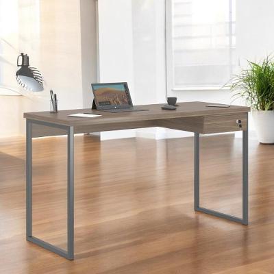 Mesa Escrivaninha Shine Home Office 3 Gavetas MDF MDP 136cm Marrom Mobiliar Home Shop