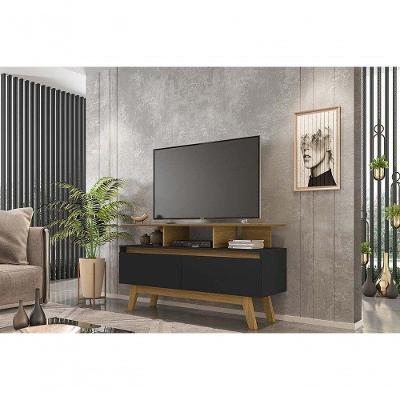 Rack Rubi 1.2 para Sala 120cm com Porta Cinamomo Preto Fosco Bechara Móveis