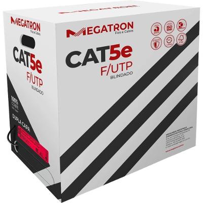 Cabo de Rede CAT5E 305m Blindado Capa Dupla Preto para Rede Estavel Megatron