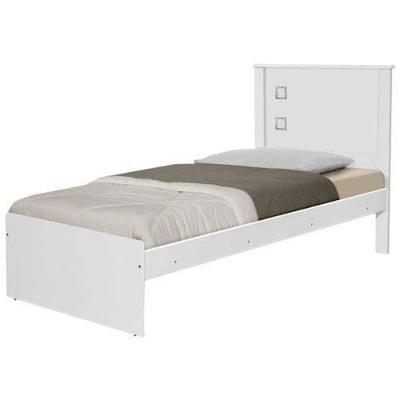 Cama Solteiro Barcelona com Colchao MDF-MDP Branco Tebarrot Moveis