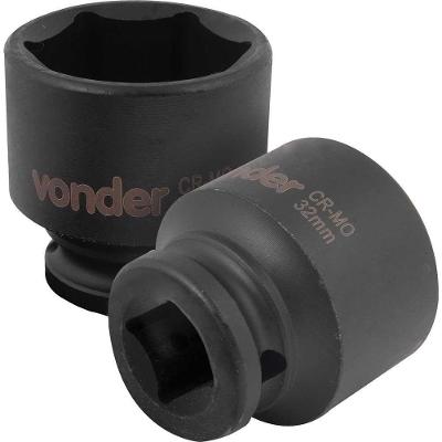Soquete de Impacto Sextavado 1-2 X 32mm 3061120032 para Chave Pneumatica Aco Cromo Molibdenio Vonder