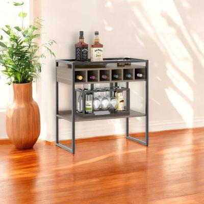 Aparador Adega Barcelona com Nichos para Vinhos MDP e Aco 73cm Marrom Mobiliar Home Shop