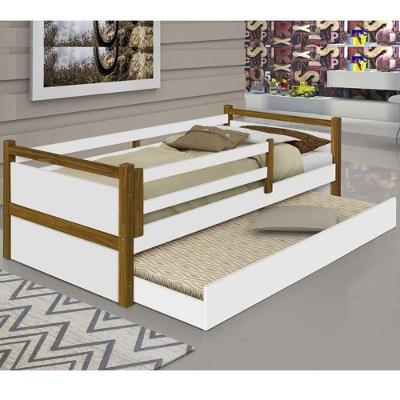 Cama com Cama Auxiliar Solteiro Bianca MDF Branco Mel para Colchao 88cm Divaloto Móveis