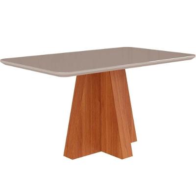 Mesa Maitê em MDF com Vidro Temperado 80cm Cinamomo-off White Cimol Móveis