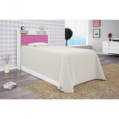Cabeceira Box Elisa Solteiro MDF MDP Branco e Rosa para Colchao 88 Framar