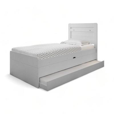 Cama Solteiro Larissa com Auxiliar em MDF Branco com Bau Inferior para Colchao 88x188cm Framar