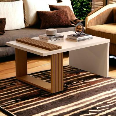 Mesa de Centro Jb 8020 Retangular MDF 80cm Pérola e Nature JB Móveis