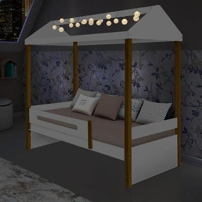 Cama Solteiro Sara com Luz Led em MDF Branco Divaloto Moveis