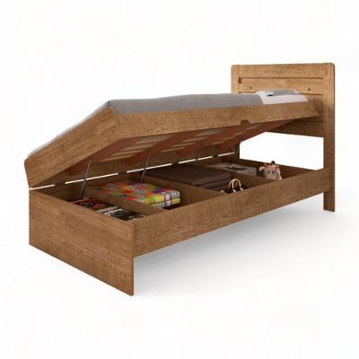 Cama Box Baú Solteiro Larissa Naturale com Colchão Marrom Framar