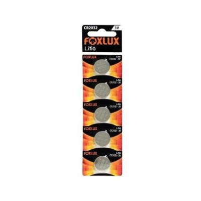 Bateria de Litio Foxlux CR2032 para Relogios Controles Remotos e Dispositivos Eletronicos 3V Kit 5