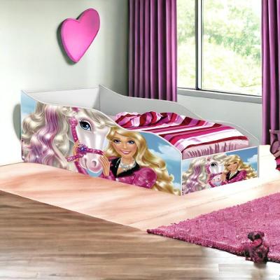 Cama Infantil Carro Solteiro Horse com Grade MDF Rosa Gabrielli Moveis