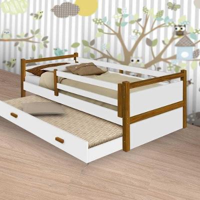 Cama com Auxiliar Solteiro Bianca com 2 Colchões em MDF Branco-mel