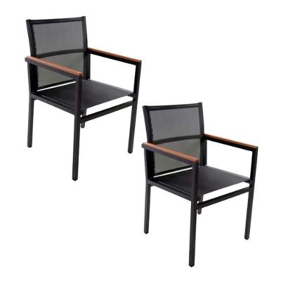 Kit 2 Cadeira para Jardim Diamante Alumínio Tela Sling Assento Vazado Branco Uso Externo Piscina